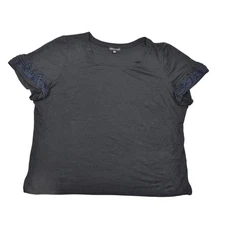 Lane Bryant Black Plus Size Blouse 26/28 Polyester Short Sleeve Stretch