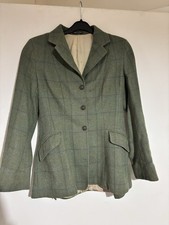 Caldene Tweed Jacket Green, Size 36 UK 10, Hacking Wool
