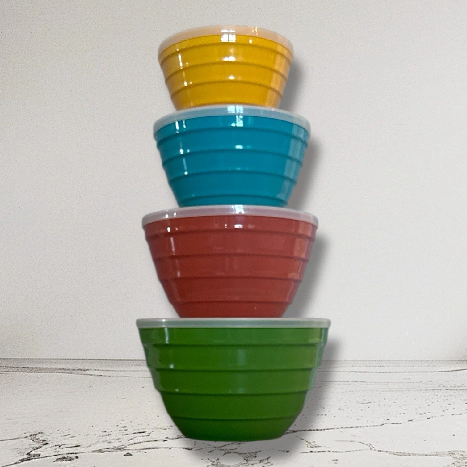 Melamine 4 Piece Mixing Bowl Set w/ Lids | Colorful, Durable & Dishwasher Safe!