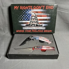Kentucky Cutlery Company Fixed Blade & Pocket Knife Set Don’t Tread On Me