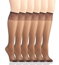 Hanes QM6775 Silk Reflections Knee High Reinforced Toe - 6 Pack