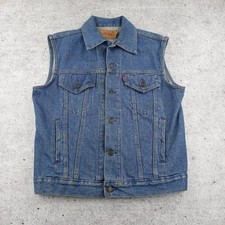 Vintage 90s Levis 60514-0214 Mens Medium Blue Denim Trucker Vest Made in USA