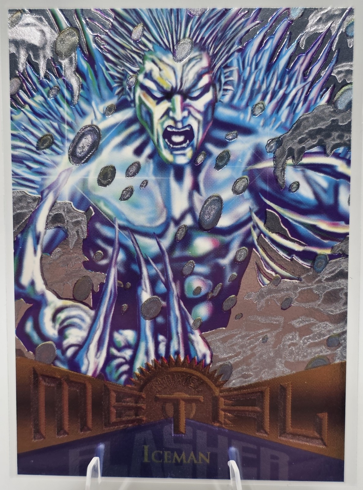 1995 Fleer Metal Marvel Iceman #96 Silver Flasher