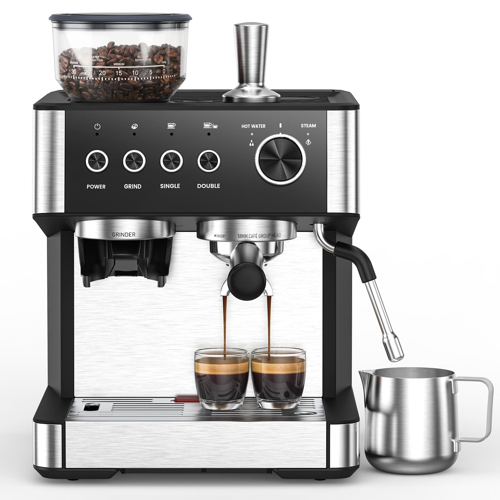 Espresso Machine with Grinder, 20 Bar Expresso Coffee Machin