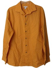 Bar III Mens L 16-16.5 Slim Fit Stretch Yellow Print Shirt Organic Cotton I-8