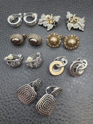 VTG 80s To Modern Clip Dangle Silver Gold Tone Earrings Lot Some Monet Sarah Cov