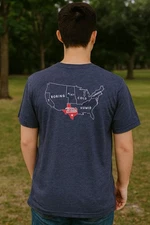Burlebo Men’s Texas Star XL Heather Blue Shirt USA Map Graphic Southern Style