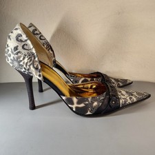 Just Cavalli Women's Heels Black White Floral Print EU Sz 38.5 US 8.5