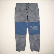 Pantaloni vintage Think rosa Seersucker pantaloni della tuta pantaloni da pista tuta A116