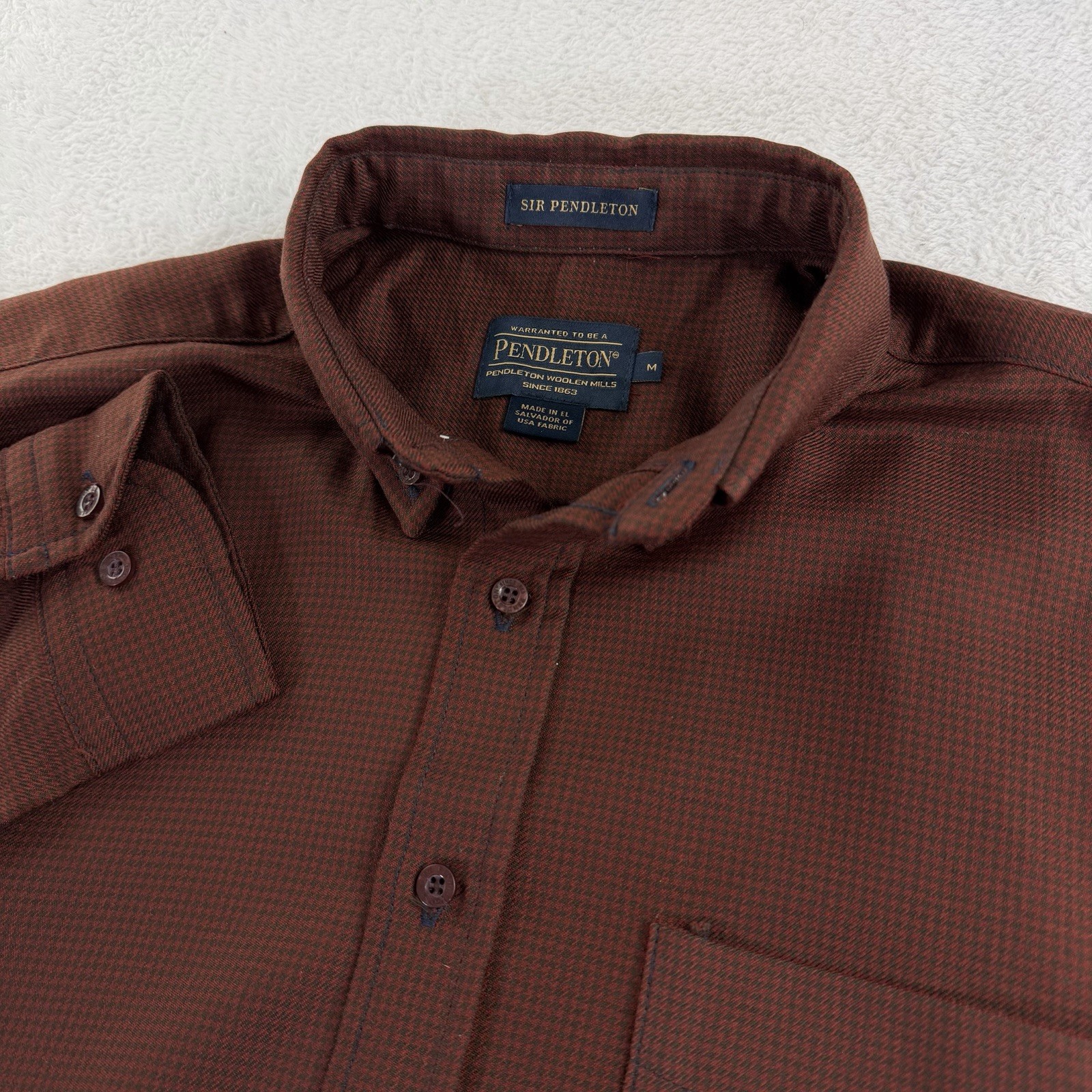 Pendleton Sir Pendleton Wool Houndstooth Shirt Me… - image 3