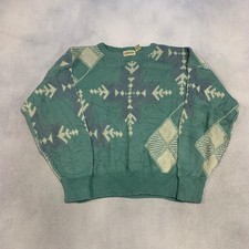 Vintage Knitted Jumper Abstract Patterned Grandad Knit Sweater Men's Xl