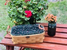 Vintage Peterboro Made In USA Wooden Weaved Basket With Braided Leather Handles