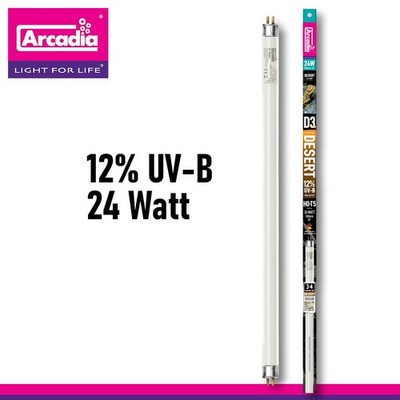 Arcadia Lampe T5 D3 Desert 12%UV-B Terrarium Röhre UVB-Lampe 24 Watt 550 mm