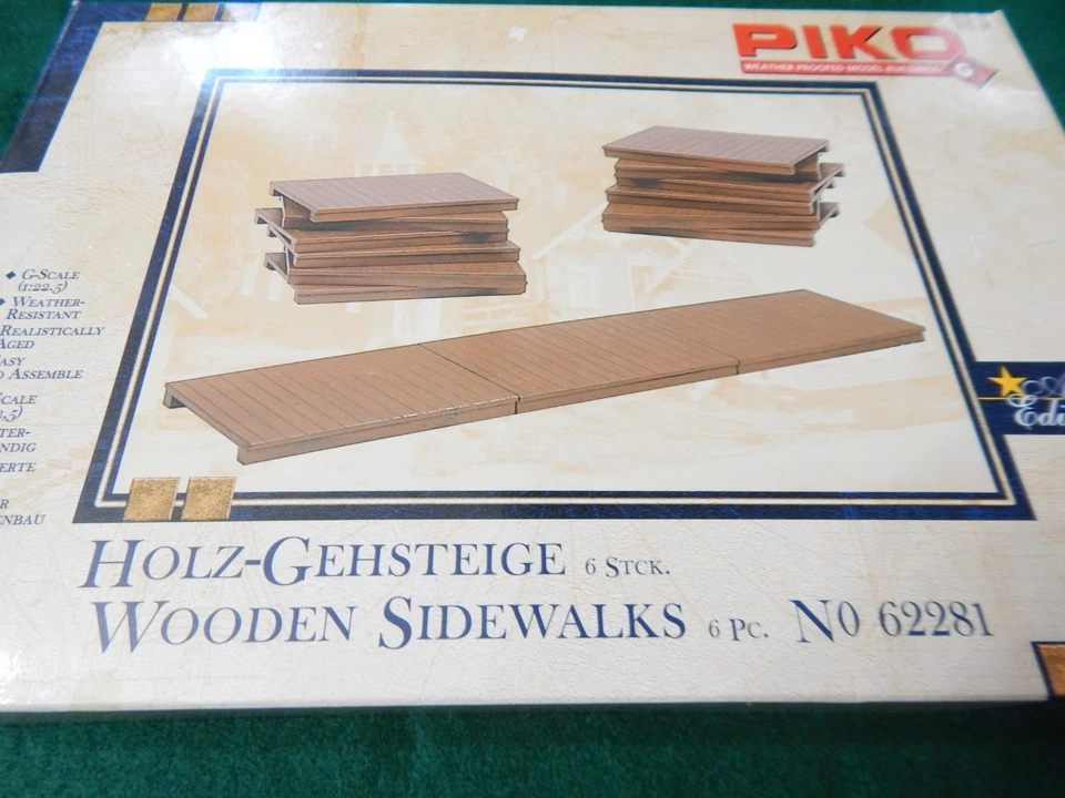 NIB Piko 62281 G SCALE WOODEN SIDEWALK Kit (Pack of 6) SEALED - Image 4 of 4