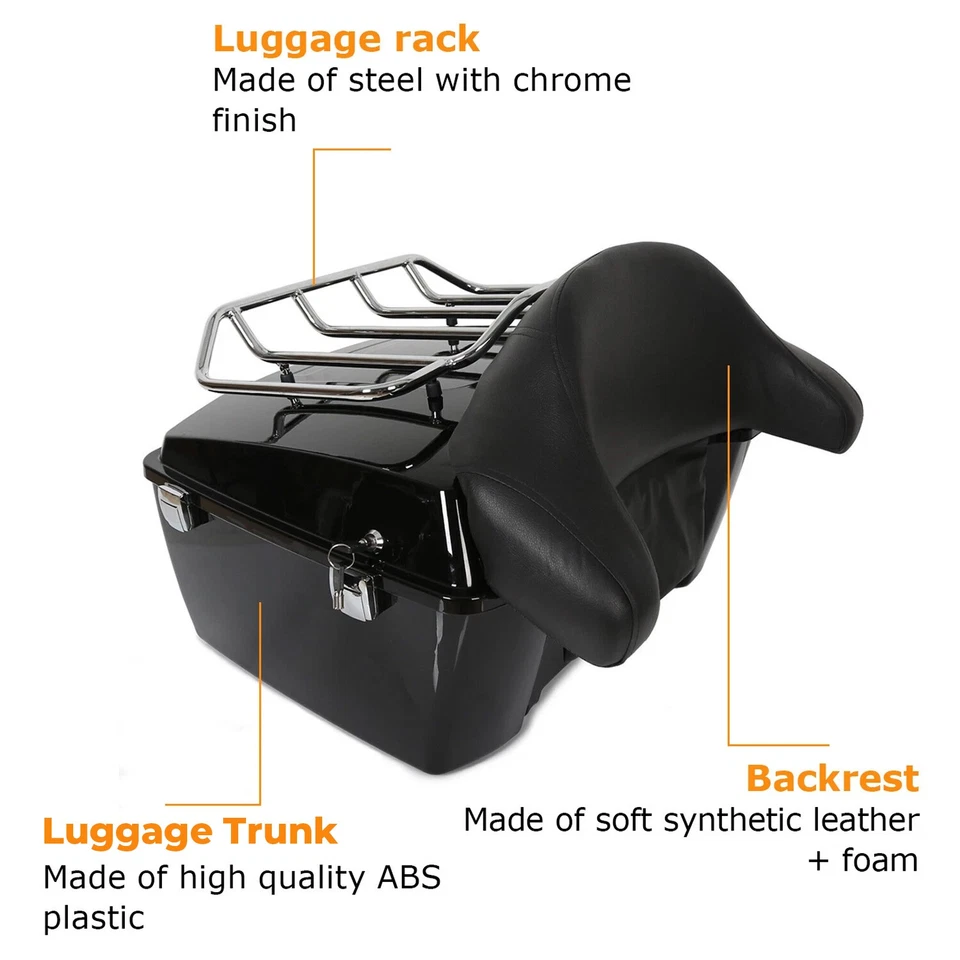 King Pack Luggage Trunk Backrest Rack For Harley Touring Road King Glide 97-13 - Image 3 of 4