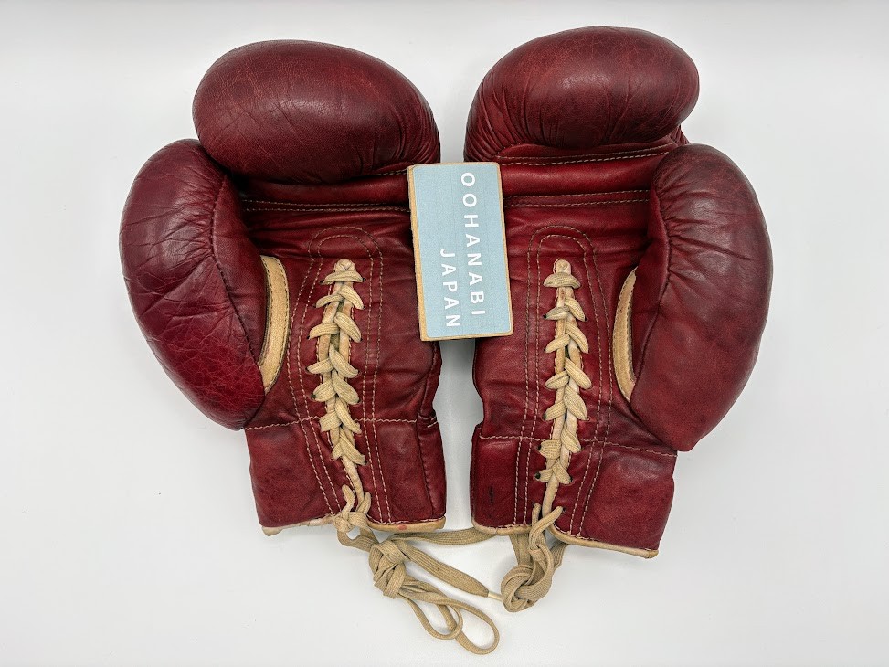 Winning Boxing Gloves 8oz RED Vintage Old Logo Lace up Used Japan