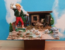 Presepe – Scenografia - Diorama - Allevatore di conigli con gabbia 15x10
