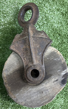 Antique Cast Iron & Wood Barn Pulley