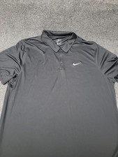 Nike Dri-FIT Polo Shirt Mens 3XL Black Solid Swoosh Golf Athletic Performance