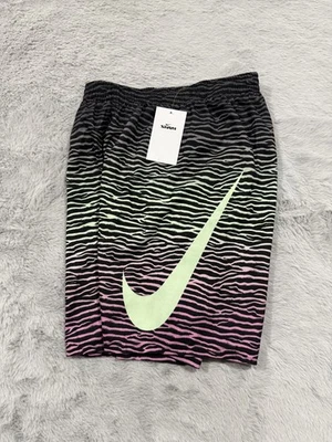 Nike Swim Shorts Boys XL Black Pink Green Zebra Print Swoosh Polyester Athletic - Image 1 of 4