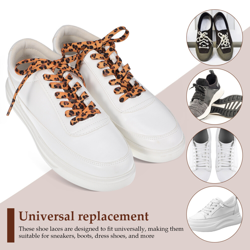 APL 2 Paia Lacci Bambino in Pizzo Leopardato per Sneakers Lacci Decorativi