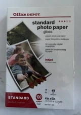 Office Depot Standard Gloss Inkjet Photo Paper 100 Sheets 4" x 6" New