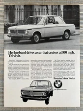 BMW Bavarian Motor Works Sports Sportsman's Car 1968 Vintage Print Ad