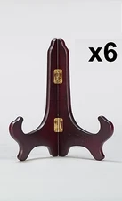 Tripar Mahogany Wooden Plate Stand 5" Tall, 6 Pack (41125B)