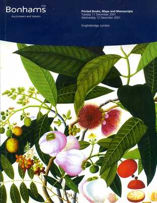 Auction catalogue PRINTED BOOKS, MAPS AND MANUSCRIPTS, 11TH & 12TH DECEMBER 2001