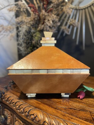 Sexy Leather and Bone Velvet Lined Decorative Box Storage Keepsake Box with Lid