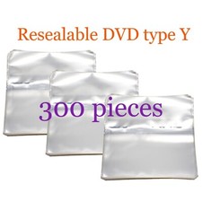 Resealable Outer Replacement Plastic Sleeves for standard DVD 300 pcs type Y