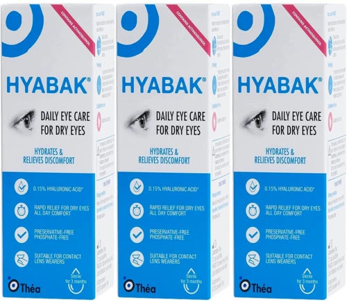 THÉA **3X Hyabak Eye Drops for Dry Eyes 10ml PRESERVATIVE FREE**