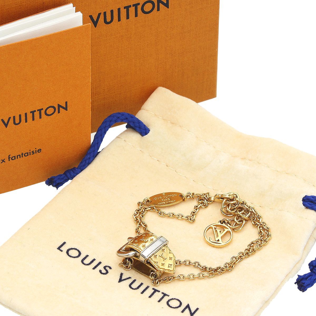 Louis Vuitton Gold-tone Nanogram Chain Bracelet M64704 Women T1860 