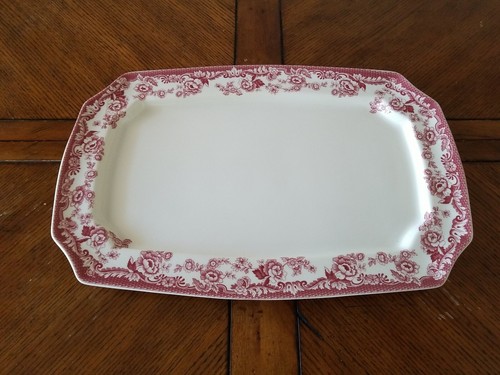 Rare Spode Delamere Cranberry Pattern Large Serving Tray 17.5" EUC