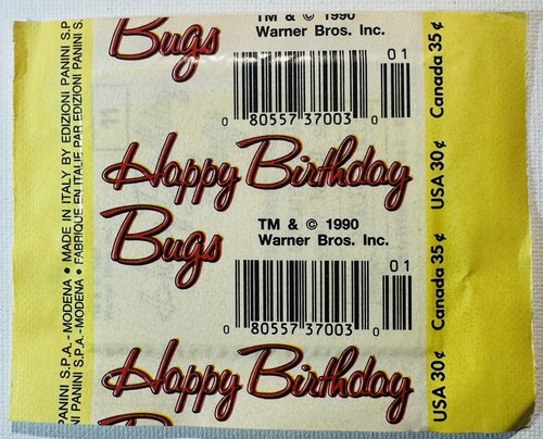 1990 Panini WB Looney Tunes 50th Happy Birthday Bugs Bunny ONE Sticker Pack - Picture 2 of 2