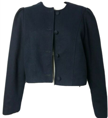 Vintage Wool Blend Navy Blue Jacket Size 10 Evening Cardigan - Picture 2 of 5