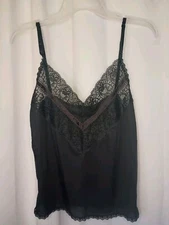Mel Lin Womens Lace Trim Camisole Medium Black Fairy Grunge Whimsigoth Y2K