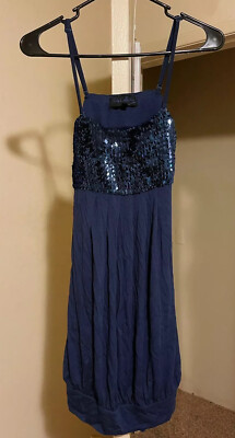 Party Collection By Yessica Navy Blue Sequin Mini Dress Sz XS