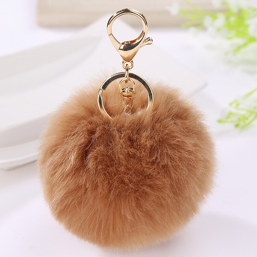 1PC Soft Fluffy Rabbit Fur Ball 10 CM Key Chain Pompom Handbag Car Key Ring - Picture 27 of 32