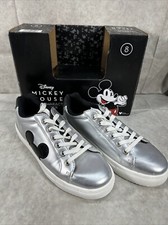 Mickey Mouse Ladies Shoes Disney Aldi Size 8 Metallic Silver 8/4
