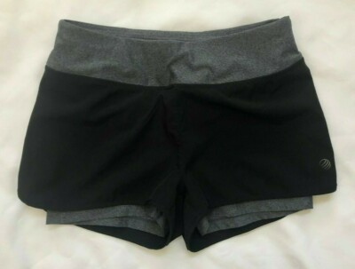 MPG ~ Black & Gray ~ Stretch Two Layer Athletic Running Gym Shorts ~ Size XS