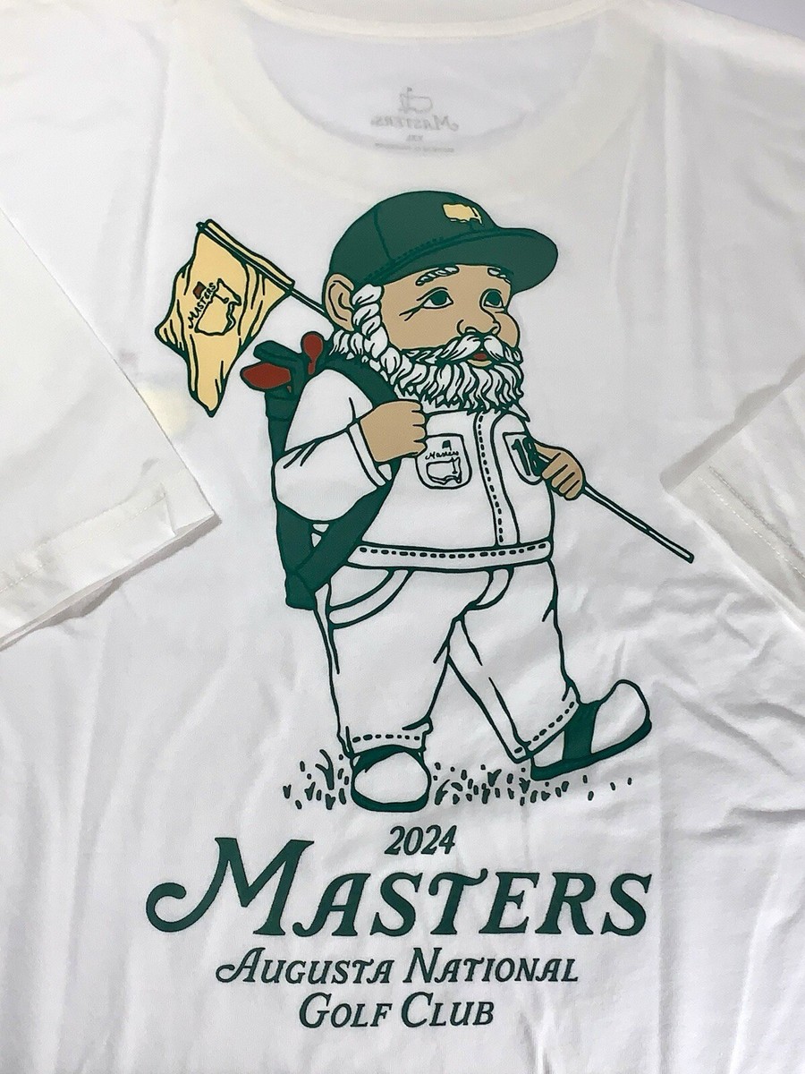 人気の2024 Masters GNOME ホワイトTシャツ 2024 Masters golf T-Shirt 3x Gnome Caddie Augusta National pga New