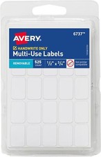 White Removable Labels 1/2"X3/4"   525 Writable Adhesive Stickers Pack - NEW