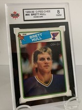 Brett Hull 1988 #66 O-Pee-Chee KSA 8 RC Rookie Card. rookie card picture