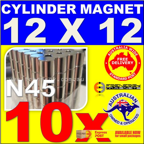 10x Strong Neodymium Rod Magnets 12mm x 12mm N45 | Rare Earth | Craft Fridge Art - Picture 3 of 5
