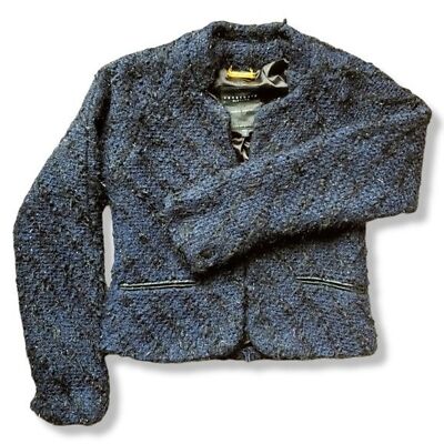 Sanctuary Women's XS Blue & Black Shimmery Shag Blazer Jacket By Anthropologie