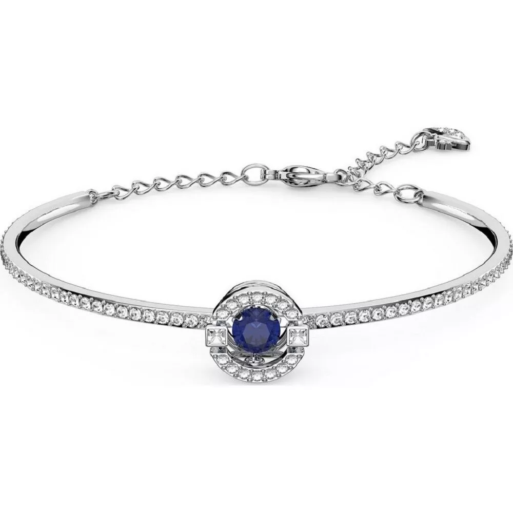 Swarovski Bangle Sparkling Dance Bracelet Blue Rhodium plated M