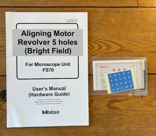 Mitutoyo 99MBA0230A Aligning Motor Revolver 5 Holes (Bright Field) User's Manual