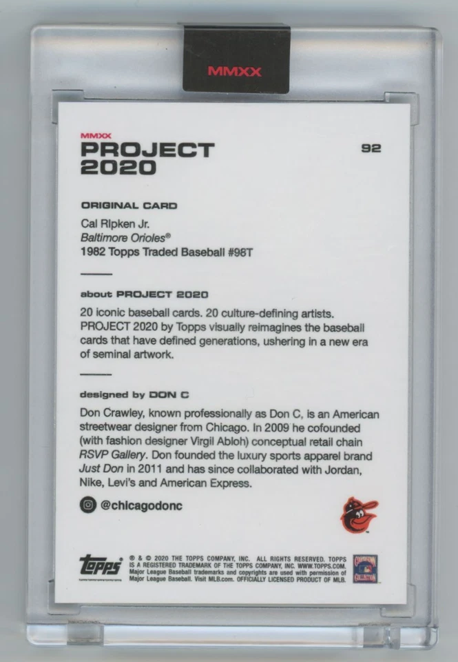 2020 Topps Project 2020 Cal Ripken Baltimore Orioles #92 - Image 2 of 2