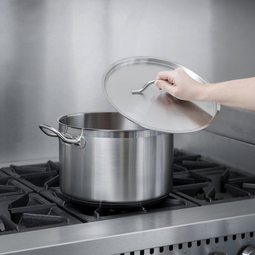 Vigor 12 Qt. Heavy-Duty Stainless Steel Aluminum-Clad Stock Pot with Cover